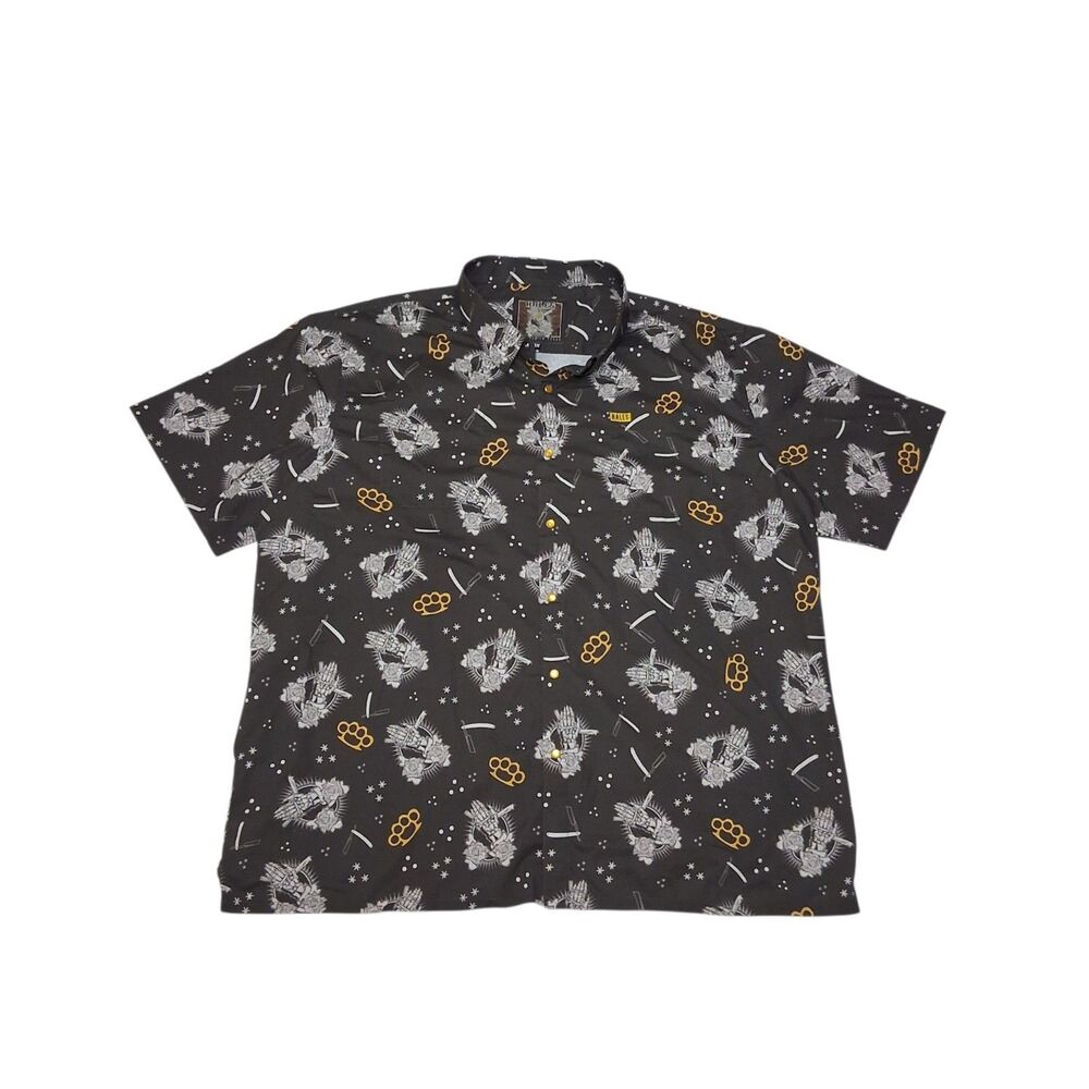 Hales Men's 3XL Shirt Pearl Snap Short Sleeve Brass Knuckles Polyester Spandex